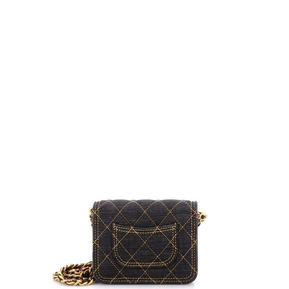 Chanel Double You CC Flap Clutch with Chain Quilted Denim Blue - Picture 3 of 6